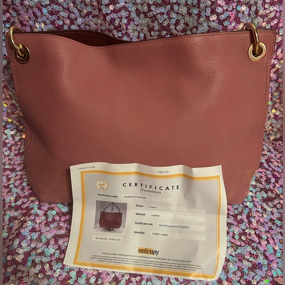 Pebble Pink Coach Purse COA - Picture 1 of 6